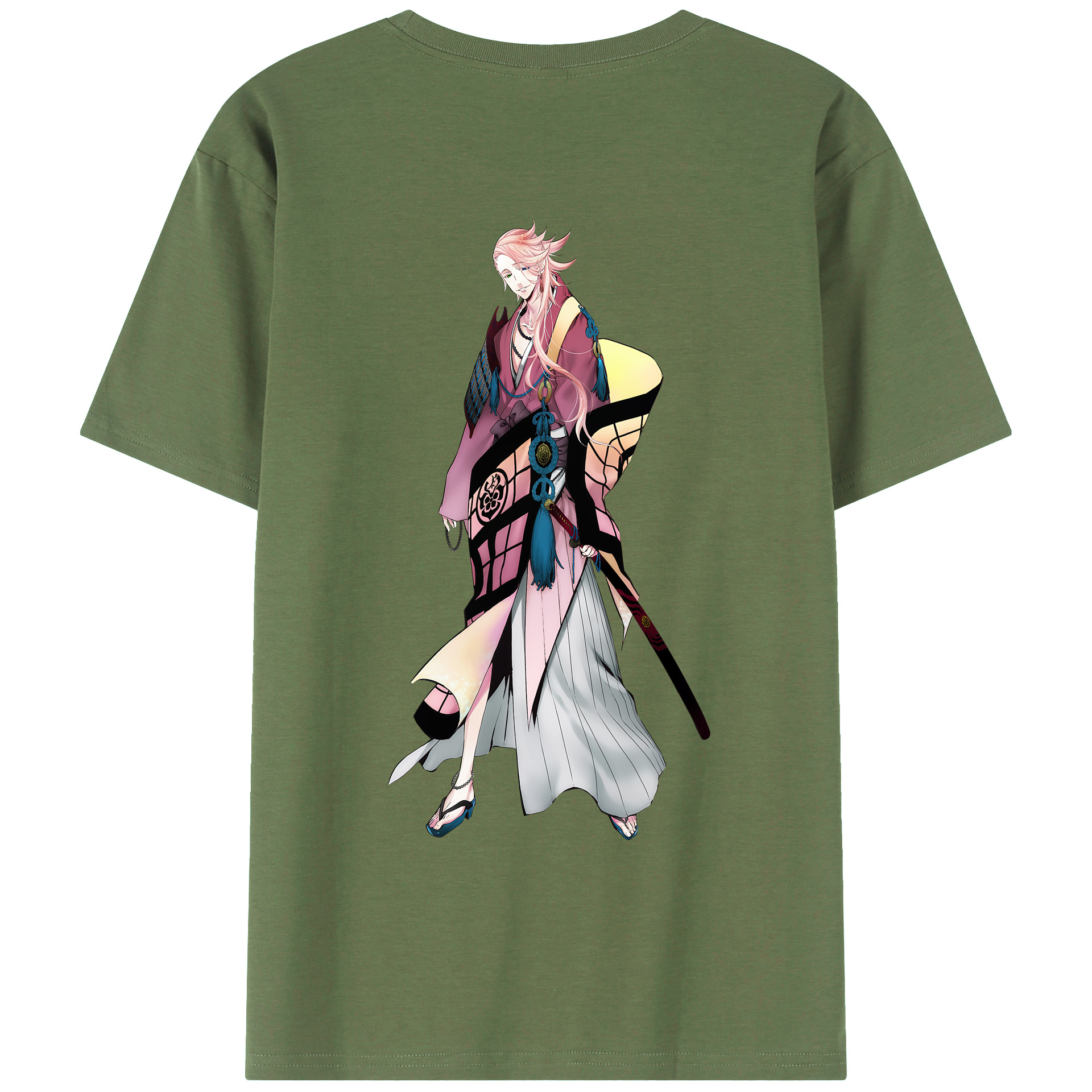 （画像用） 刀剣乱舞 Touken Ranbu 綿100％ メンズ半袖Tシャツ（バックプリント） 通気性